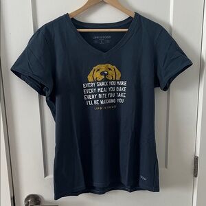 BNWT Life Is Good blue Tee with Dog Graphic large